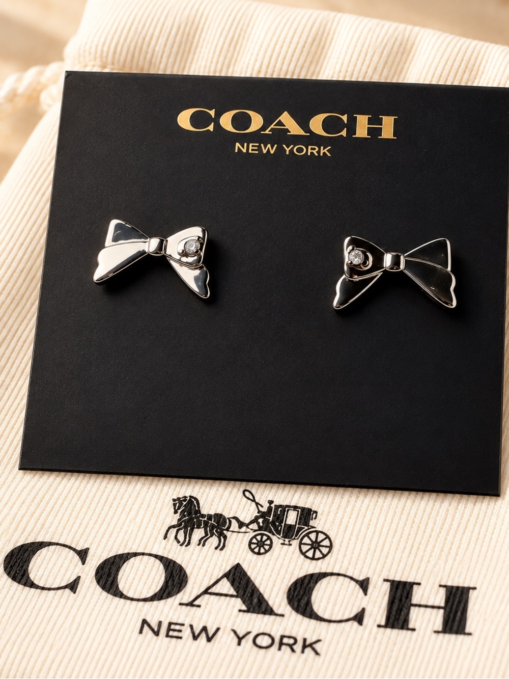 Coach Silver Bow Stud Earrings